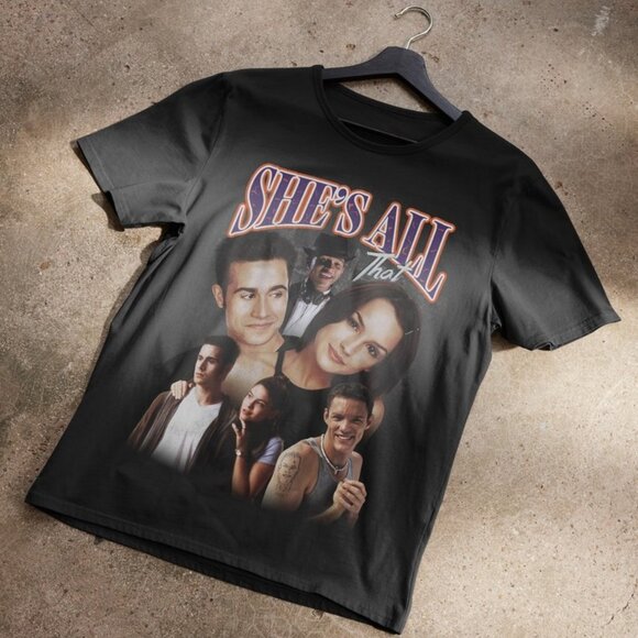 Shes All That 90s Bootleg Movie Graphic Teen Film Retro Pop Culture Fan Shirt - Picture 1 of 5